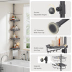 Sturdy Shower Caddy - 4 Tier Adjustable Organizer, Rustproof Stainless Steel, 32-122 Inch - color: Grey