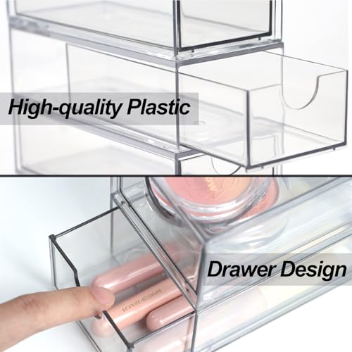Acrylic Makeup Organizer, 10 Drawers Clear Storage Organizer Desktop Stackable Storage Drawers, Plastic Organizer Bins for Makeup, Stationery, Cosmetics, Vanity, Bathroom,Cabinet,Pantry Office Desk - style: 10 Drawers