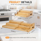 Bamboo Expandable Can Rack Organizer for Pantry, Stackable 3 Tier Canned Food Organizers and Storage, Kitchen Cabinet, Can Holders Dispensers for Pantry Up To 24 Cans