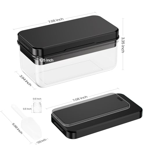 Ice Cube Tray with Lid and Bin, 28 pcs Ice Cubes Molds, Ice Trays for Freezer, Ice Cube Tray Mold, with 1 tray, Ice Freezer Container, Spill-Resistant Removable Lid & Ice Scoop, for Whiskey,Cocktail - color: Black, size: 0.8"-1tier