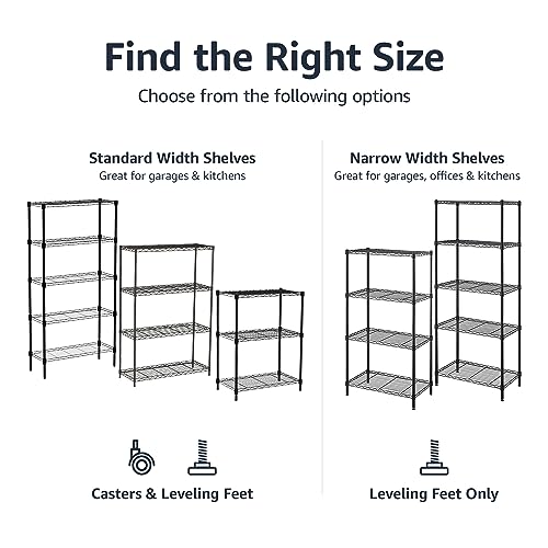 Amazon Basics 4-Shelf Adjustable Heavy Duty Steel Wire Rack Storage Shelving, Sturdy Garage Shelving, 350 lbs Capacity Per Shelf, Easy No-Tool Assembly, 36" x 14" x 54", Black | Heavy Duty, Adjustable, for Kitchen, Garage, Storage, Shelving Organizer - co
