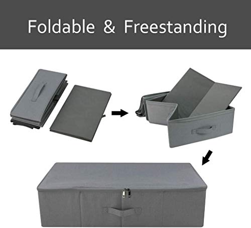 iwill CREATE PRO Folding Washable Rigid Underbed Storage Boxes with Zip Lid for Garment, Clothing, Blankets for Bedroom, College Dormroom, Wardrobe, Shelf Baskets, Pack of 3, Black Gray - color: Black Gray,3pcs, size: 27.5*15.7*7"