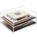 SANRUI 2-Tier Paper Letter Tray Organizer with Sliding Drawer,Stackable Desk Organizer,Acrylic Paper Tray for Office,Home or School,Clear - style: 2 Tier Horizontal File Tray with Drawer