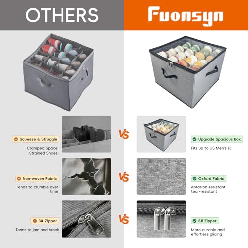 2 Pack Shoe Organizer, Shoe Storage Box with Clear Cover, Adjustable Dividers Fits 16-32 Pairs Shoe Boxes, Organizador de Zapatos, Grey - color: Grey-2 Pack