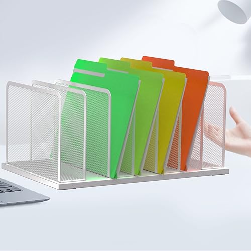 Kuntine.B Desk File Organizer Upright Mesh Desktop Organizer File Sorter Office Organization File Holder for Home, Office & Classroom (Silver, 2 Pack 7-Section) - color: Silver, size: 2 Pack 7-Section