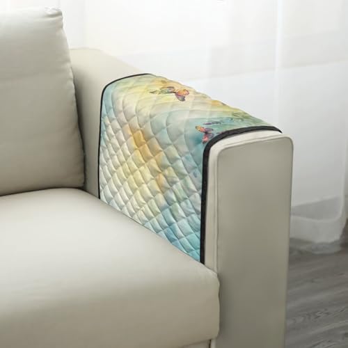 Butterfly Daisy Print Armrest Covers for Sofa Couch with 2 Side Pockets Stain Resistant Recliner Arm Protector for Dogs Cats Pet Comfortable Furniture Protector - color: Butterfly Daisy
