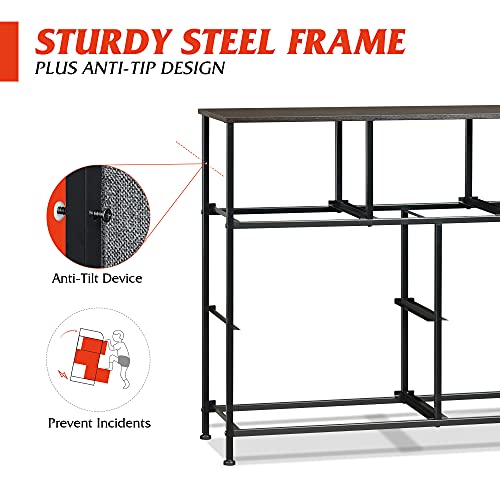 WLIVE 7 Drawer Dresser TV Stand, Entertainment Center, Media Console Table with Metal Frame and Wood Top for TV up to 45 inch, Chest of Drawers for Bedroom, Living Room, Dark Grey - color: Dark Grey