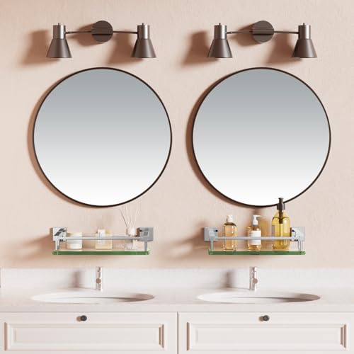 Alise Glass Shelves for Bathroom Wall, Tempered Glass Bathroom Shelf Wall Mounted, Modern Space Saving Floating Shelves 12 inch, Polished Chrome - color: Polished Chrome, size: 12 inch