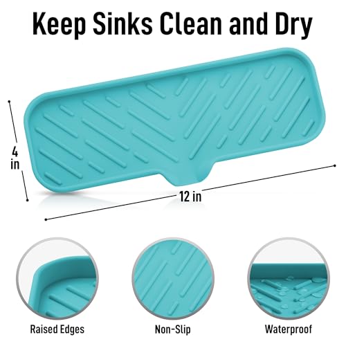 Zulay Kitchen Large Silicone Sponge Holder (12x4) – Flexible Sink Organizer Tray for Kitchen & Bathroom – Multipurpose Soap Dish for Sponges, Makeup, Trinkets & More (Aqua Sky) - color: Aqua Sky, size: Large (12x4)