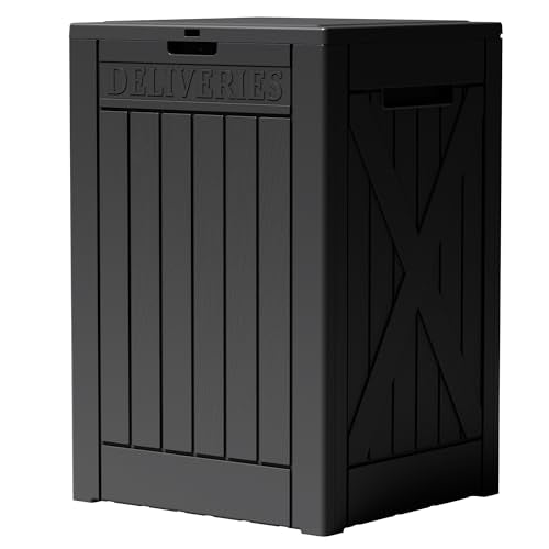 Greesum 52 Gallon Extra Large Deck Box with Lock, Heavy-Duty Resin Outdoor Storage Container, Waterproof Lockable Chest for Patio Furniture, Garden Tools, Pool Equipment, Dark Black - color: Dark Black, size: 52 Gallon