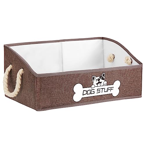 Collapsible Fabric Dog Toy Box and Storage Bin With Handle - Trapezoid Basket Chest Organizer for Pet Toys, Blankets and Accessories,Coffee - color: Coffee