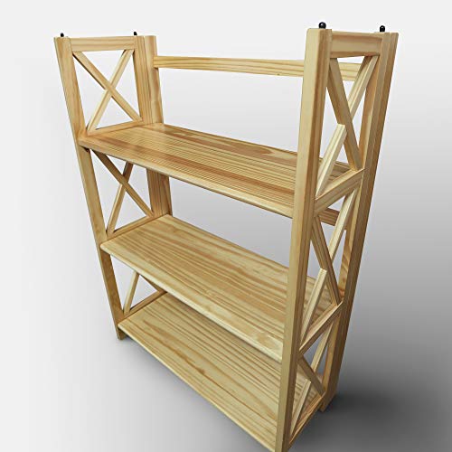 Casual Home Montego 3-Shelf Folding Bookcase, Natural , 27.5" Wide - color: Natural, size: 3-Shelf Stackable