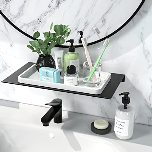 Weenson Bathroom Vanity Tray for Countertop Toiletries Makeup Decor Perfume Candles, Kitchen Tray for Soap Dispenser Spice Salt Coffee, Toilet Tank Tray Bamboo11.81” L x 6.1” W x 0.79” H (White) - color: White, size: 11.8" x 6.1" x 0.8"