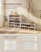 VASAGLE Shoe Rack for Closet, Stackable Shoe Organizer Shelf for Entryway, 2 Tiers, 11.7 x 32.3 x 14.2 Inches, White ULBS060WZ01S - size: 2 Tiers (32.3"W)