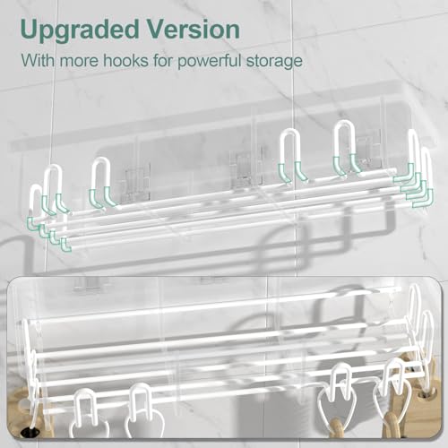 Getsrichfc Shower Caddy Adhesive, Rustproof Shower Shelves for Inside Shower, Large Capacity Bathroom Organizers and Storage, Shower Storage with Removable Hooks, No Drill Bathroom Accessories White - color: White