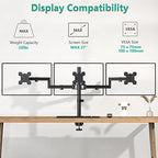 WALI Triple Monitor Mount, 3 Monitor Desk Mount for 13-27 inch Computer Screens, Holds up to 22 lbs, Triple Monitors Stand for Desk, with Tilt, Swivel, Rotation, VESA 75/100mm (M003S), Black - size: Triple, style: C-Clamp