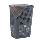 Mind Reader Slim Laundry Hamper with Lid, 60L Clothes Basket, Ventilated Plastic, Gray - color: Gray, size: Single