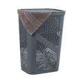 Mind Reader Slim Laundry Hamper with Lid, 60L Clothes Basket, Ventilated Plastic, Gray - color: Gray, size: Single