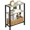 Narrow Side Table for Small Space, 2-Tier Small End Table with Shelf Holder, Slim Nightstand, Skinny Snack Couch Table in Living Room, Bedroom, Study, Kitchen and Balcony (Greige) - color: Greige