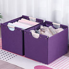 HOONEX Large Collapsible Storage Bins, Linen Fabric, Pack of 2, Storage Baskets with Wooden Carry Handles and Sturdy Heavy Cardboard, for Home, Office, Car, Nursery, Dark Purple - color: Dark Purple