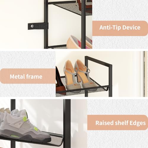 10 Tier Shoe Rack, Tall Metal Shoe Storage with Adjustable Shelves, Holds 20-25 Pairs, Stackable Shoe Stand for Garage Hallway Bedroom, Bronze - size: 10Tier
