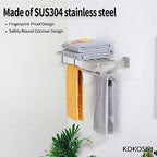 KOKOSIRI 24 Inch Towel Shelf with Double Towel Bars Bathroom Towel Rack Towel Holder Wall Mounted SUS 304 Stainless Steel, Brushed Nickel, B6005BR-L24 - color: Brushed Steel, size: 24 Inch