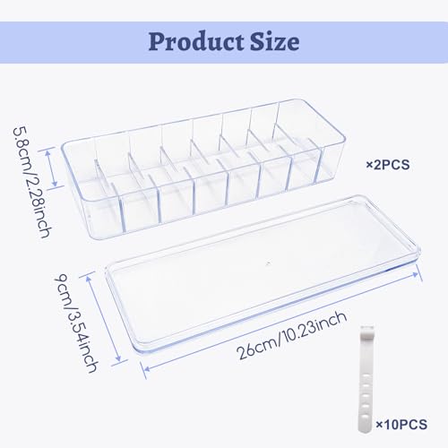 2 Pack Cable Organizer Box with Wire Ties Plastic Cord Storage Box with Lid for Home Office Organizers Storage Accessories