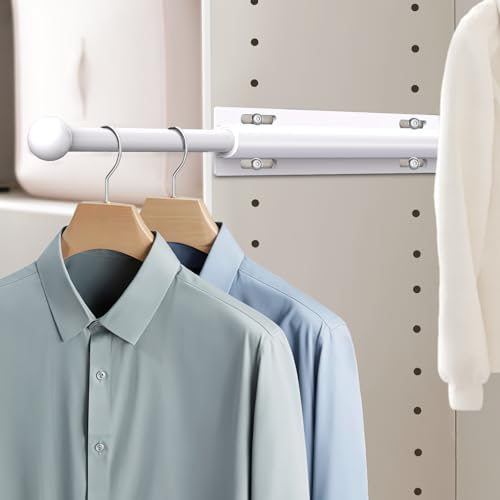 Supforce Valet Rod for Closet Pull Out, Retractable Slide Out Valet Rod Closet Organization, 12" Aluminum Valet Clothing Hanger Rods Perfect for Suits, Freshly Pressed Clothes, White - color: White, size: 12IN