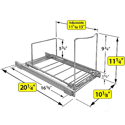 LYNK PROFESSIONAL® Pull-Out Trash Can Drawer – Sliding Organizer for Kitchen Cabinet or Under-Sink Use – Heavy Duty Storage Rack (Bin Not Included) - size: 10 inch wide x 20 inch deep
