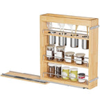 OCG 5" Pull-Out Solid Wood Storage Organizer for Base Cabinets, Soft Close 3 Tier Narrow Pull-out Wooden Storage Rack for Spices, Utensils, and Kitchen Tools - size: 5" W x 22" D Wood (3 tier)