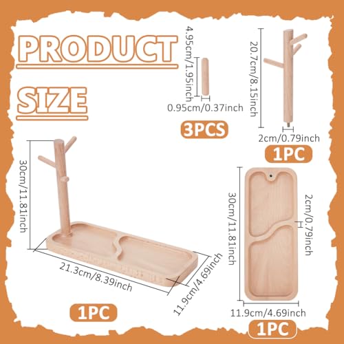 UNICRAFTALE Wood Key Tray for Entryway Table Wooden Jewelry Tower Holder BurlyWood Rectangle Wood Key Holder Hanging Organizer for Rings Phone Bracelets Watches 8.38"x11.8"x4.68"cm