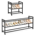 Expandable Shoe Rack - 18.5''- 47'' Adjustable Shoe Rack for Closet, 3 Tier Long Shoe Shelf Storage for 18 Pairs Shoe and Boot, Sturdy Metal Shoe Organizer for Entryway, Garage, Black