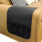 IPENNY No-Slip PU Leather Sofa Armrest Organizer, Remote Control Holder Arm Chair Beside Storage Bag for Recliner with 5 Pockets (Black) - color: Black