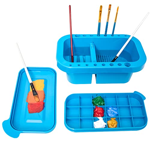 MyLifeUNIT Paint Brush Cleaner, Paint Brush Holder and Organizers with Palette for Acrylic, Watercolor, and Water-Based Paints (Royal Blue) - color: Royal Blue
