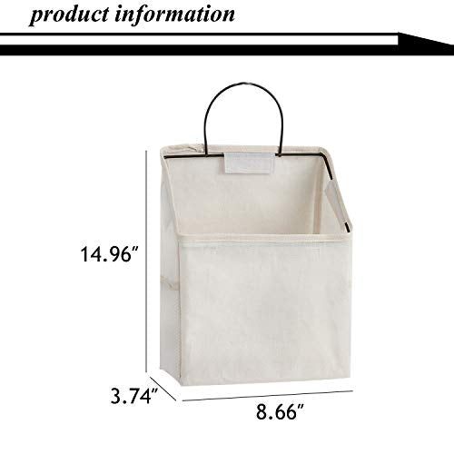 Wall-Hanging Storage Bags, Desktop Organizer Basket Cotton Linen Hanging Storage Basket for Kitchen,Bderoom,Living Room (#2 White) - color: #2 White