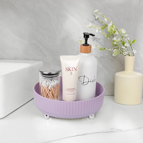 Anyoifax Makeup Perfume Organizer Tray 360 Degree Rotating Lazy Susan Skincare Lotion Organizer Spinning Cosmetics Storage for Dresser, Vanity, Bathroom Countertop, Small Purple - color: Purple, size: 9 "