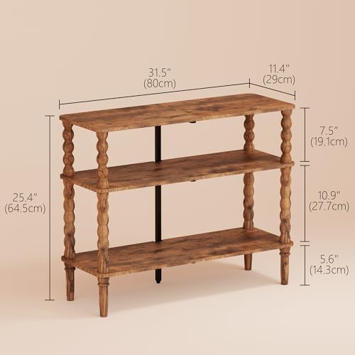 Veegle Shoe Rack,3 Tier Shoe Organizer with Solid Wood Legs for Closet, Entryway, Garage & Corridor, Easy Assembly Shoe Shelves,Rustic Brown