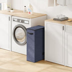 SOLEDI Slim Laundry Hamper with Lid, Narrow Laundry Basket with Removable Bags, Dirty Clothes Hamper with handle, Small Hamper perfect for Laundry room, Bathroom, Bedroom, Small spaces. 70L Navy Blue - color: Navy Blue, size: 70L