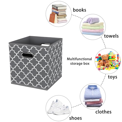 Fabric storage bins Cubes, Fabric Cube Organizer with Handle, Foldable Cube Bins for Cloth or Accessary Storage, 11x11x11, Set of 3, (Gray Light) - color: Gray Light, size: 3 Pack
