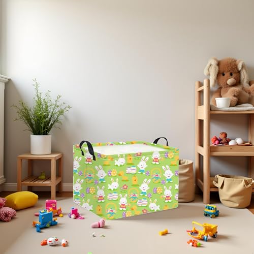 HIYAGON Easter Basket for Kids Boys and Girls Cute Storage Organizer Bin Box Rectangular Easter Bunny Room Decor(Easter Basket) - color: Easter Basket