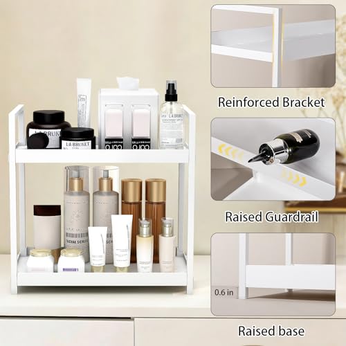 Bathroom Counter Organizer 2 Tier Vanity Storage Countertop Shelf Makeup Organizer Perfume Tray Skincare Holder for Sink, Dresser, Kitchen, Large White - color: White, size: Large