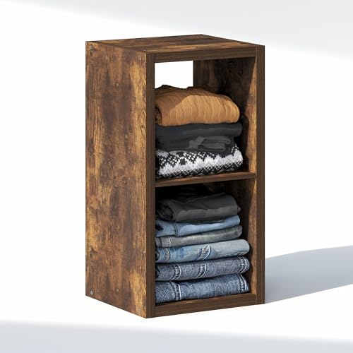 Furinno Cubic Closet Organizers and Storage, 2-Cube Closet Organizer, Open Shelf Closet Storage, Extra Thick Frame for Wardrobe, Bedroom, Living Room, Amber Pine - color: Amber Pine, size: 2-Cube