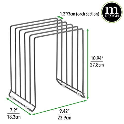 mDesign X-Large Steel Storage Tray Organizer Rack for Kitchen Cabinet, Divided Holder - 5 Slots for Skillets, Frying Pan, Pot Lids, Cutting Board, Baking Sheets, Concerto Collection, 2 Pack, Dark Gray - color: Graphite Gray, size: Pack of 2