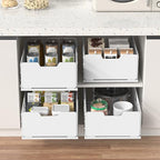 ZOINLIY Pull Out Cabinet Organizer, Pantry Slide Out Drawer Organizer with Adhesive Strips, Heavy Duty Under Sink Organizer, Storage and Organization for Kitchen, Bathroom, 15.7" D x 11.8" W x 6.7" H