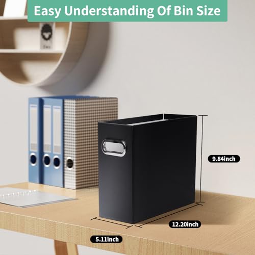 Collapsible File Organizer Box with Handle,12.20x5.11x9.84Inches, Filing Organizer for Home or Office, Small Portable File Box(2 Packs, Black) - color: Black, style: 2 Packs