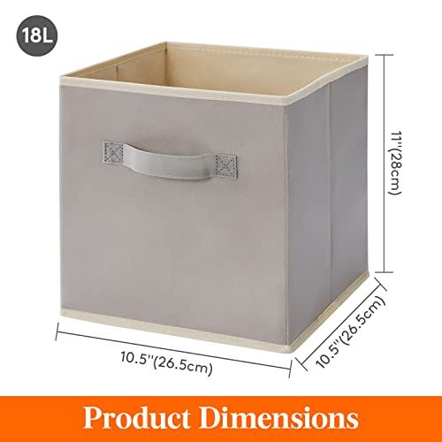Lifewit Storage Cubes, Foldable Decorative Fabric Storage Baskets for Organizing Home Organizers with Handles for Shelves, Closet, 11 Inch Bins, 18L Light Gray, 6 Packs - color: Light Gray, size: 6pcs-11INCH