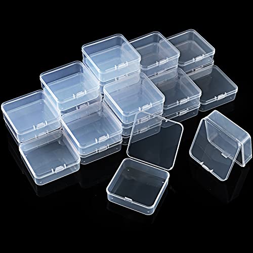 48 Packs Clear Small Plastic Containers Transparent Storage Box with Hinged Lid for Small Items Crafts Jewelry (2.9 x 2.9 x 1 Inches) - size: 2.9 x 2.9 x 1 in