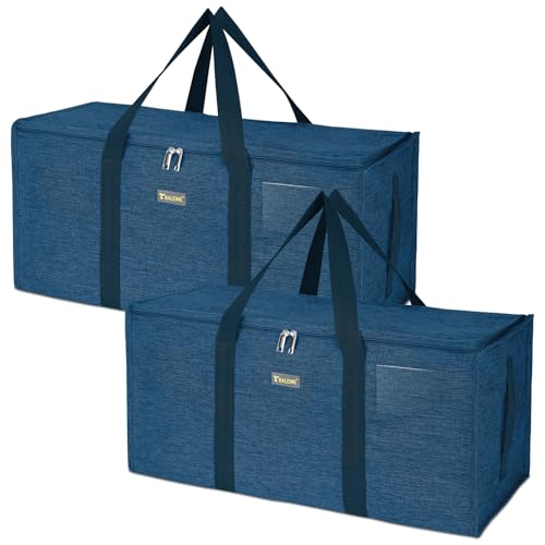BALEINE Extra Large Storage Tote with Zippers & Carrying Handles, Heavy-Duty Oxford Fabric Moving Bags for Laundry, Space Saving, Storage, 2-Pack, Denim Blue - color: Blue, size: 2-Pack