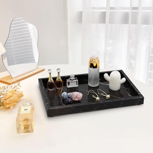 Brown Marble Tray,Pure Natural Vanity Tray,Marble Tray for Kitchen Counter Non-Ceramic/Non-Resin,Stone Trays 12 x 8 inch - color: Brown