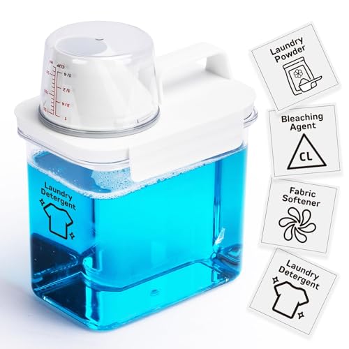 Laundry Detergent Dispenser-1 Pack, 37 oz Detergent Dispenser with 4 Removable Labels, Laundry Soap Dispenser for Laundry Room Organization and Storage, BPA Free & PET Plastic Clear - size: 37 Ounce (Pack of 1)